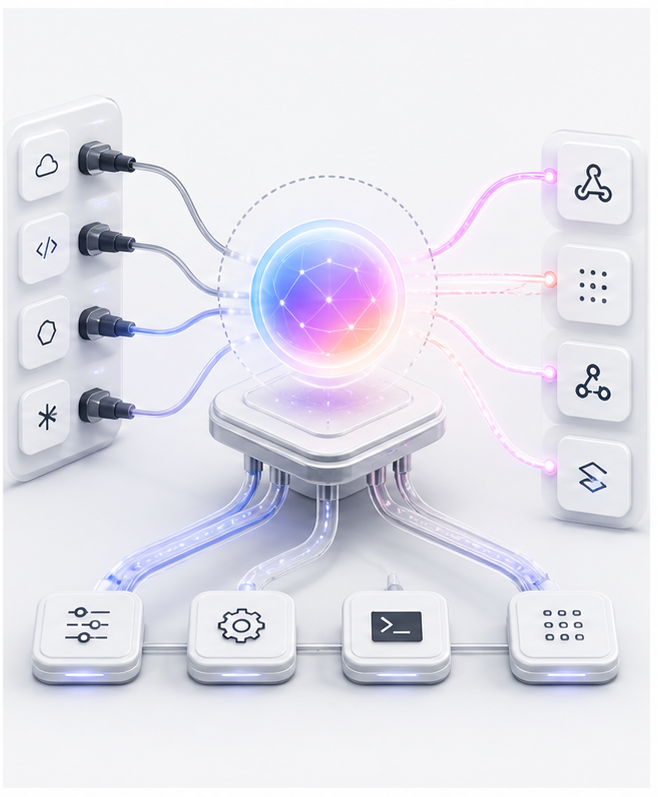 Agente corporativo conectado a APIs, MCP, webhooks e eventos operacionais